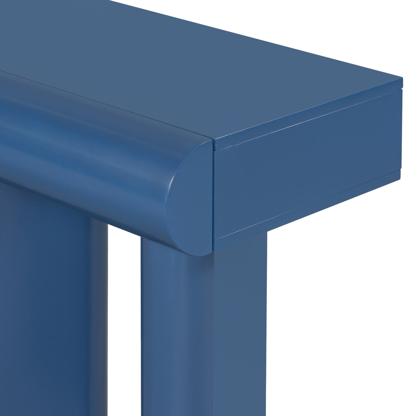U_Style 47.6' Modern Painted Entryway Table with 2 Curved Drawers,Space-Saving Hallway Table with Geometric Legs,Contemporary Narrow Sofa Table for Living Room,Bedroom,Small Apartments, Foyer(Blue)