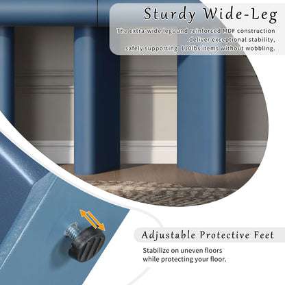 U_Style 47.6' Modern Painted Entryway Table with 2 Curved Drawers,Space-Saving Hallway Table with Geometric Legs,Contemporary Narrow Sofa Table for Living Room,Bedroom,Small Apartments, Foyer(Blue)