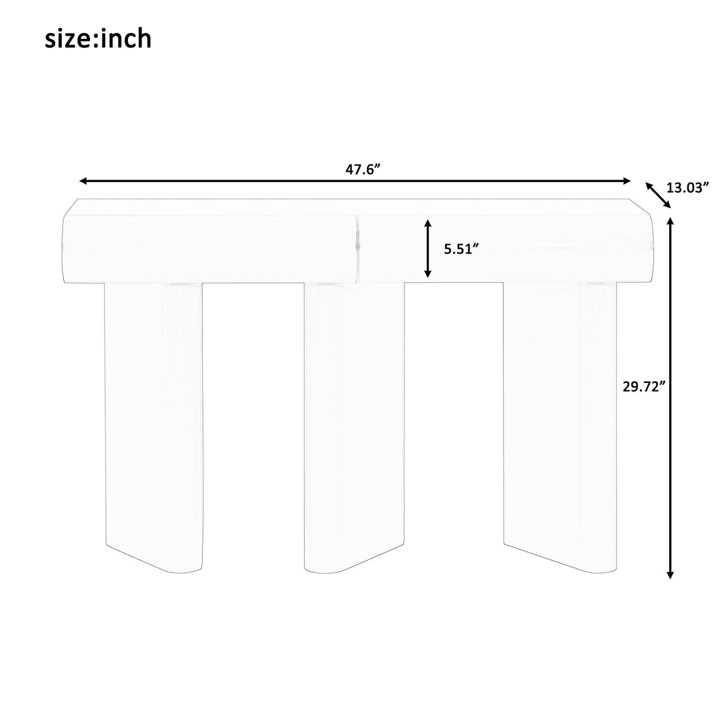 U_Style 47.6' Modern Painted Entryway Table with 2 Curved Drawers,Space-Saving Hallway Table with Geometric Legs,Contemporary Narrow Sofa Table for Living Room,Bedroom,Small Apartments, Foyer(Blue)