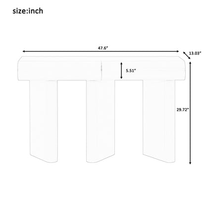 U_Style 47.6' Modern Painted Entryway Table with 2 Curved Drawers,Space-Saving Hallway Table with Geometric Legs,Contemporary Narrow Sofa Table for Living Room,Bedroom,Small Apartments, Foyer(Blue)