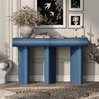 U_Style 47.6' Modern Painted Entryway Table with 2 Curved Drawers,Space-Saving Hallway Table with Geometric Legs,Contemporary Narrow Sofa Table for Living Room,Bedroom,Small Apartments, Foyer(Blue)