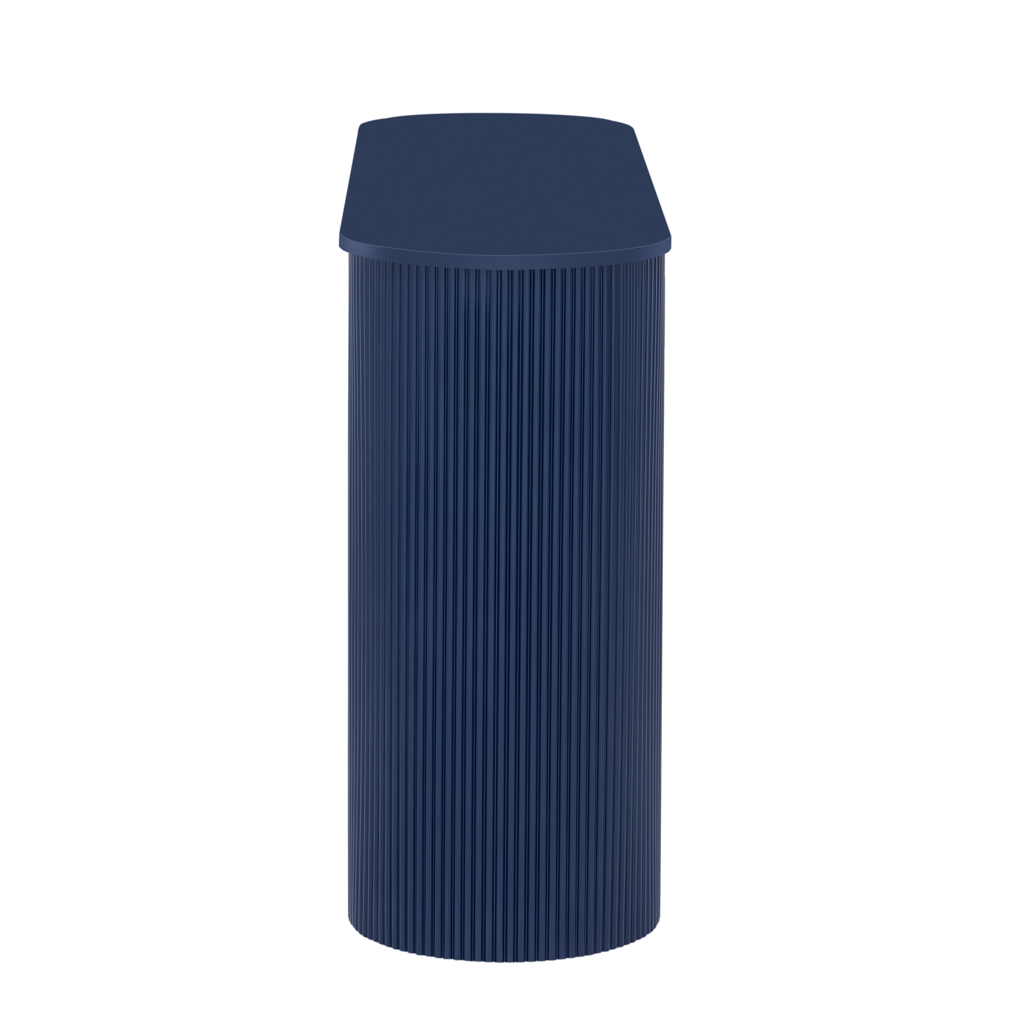 TREXM Entryway Table with Fluted Design, Modern Console Table with Storage, Oval Top and 2 Drawers for Entryway and Living Room (Navy)