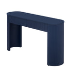 TREXM Entryway Table with Fluted Design, Modern Console Table with Storage, Oval Top and 2 Drawers for Entryway and Living Room (Navy)