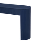 TREXM Entryway Table with Fluted Design, Modern Console Table with Storage, Oval Top and 2 Drawers for Entryway and Living Room (Navy)