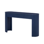 TREXM Entryway Table with Fluted Design, Modern Console Table with Storage, Oval Top and 2 Drawers for Entryway and Living Room (Navy)