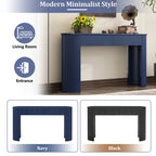 TREXM Entryway Table with Fluted Design, Modern Console Table with Storage, Oval Top and 2 Drawers for Entryway and Living Room (Navy)