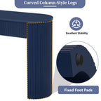 TREXM Entryway Table with Fluted Design, Modern Console Table with Storage, Oval Top and 2 Drawers for Entryway and Living Room (Navy)