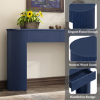 TREXM Entryway Table with Fluted Design, Modern Console Table with Storage, Oval Top and 2 Drawers for Entryway and Living Room (Navy)