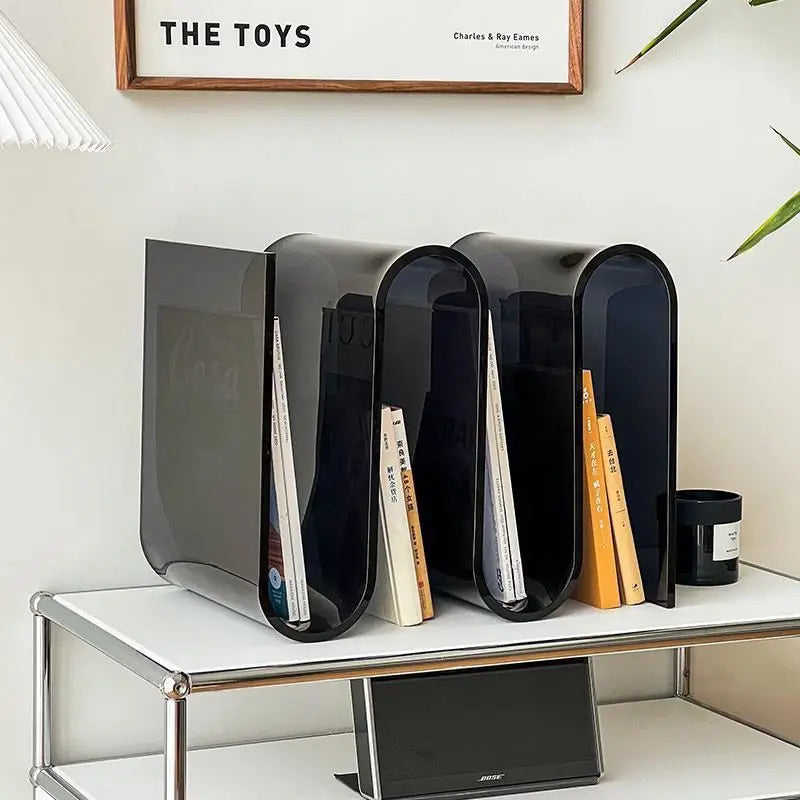 1pc Nordic Transparent Book Shelf, Acrylic Personality Side Table, Living Room Furniture, Home Decor, Small Bookshelf, Magazine