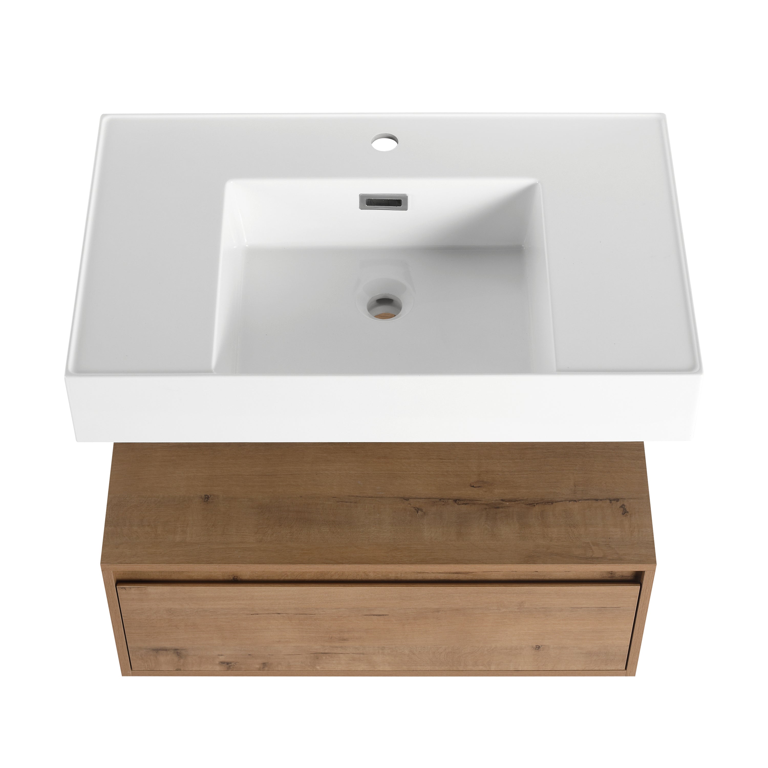 30 inch Wall-Mounted Bathroom Vanity with Resin Sink and Side Cabinet,Soft Close Drawer (KD-Packing), 09430IMO-30M-SC00112-SC00512 Combination Cabinet