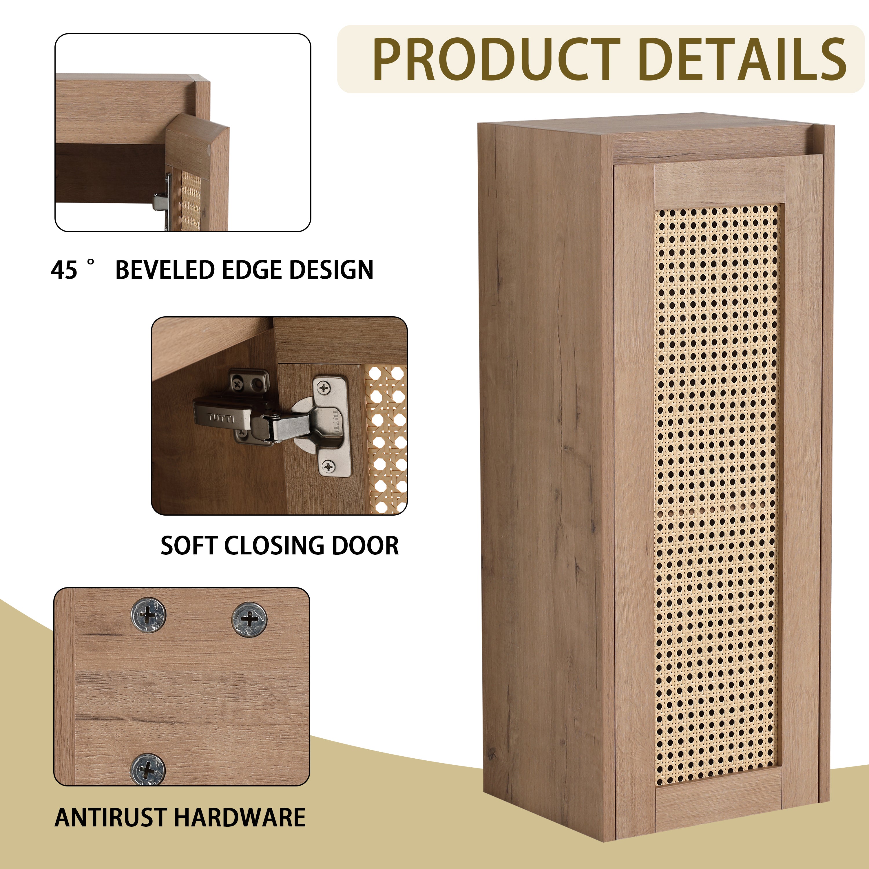 30 inch Wall-Mounted Bathroom Vanity with Resin Sink and Side Cabinet,Soft Close Drawer (KD-Packing), 09430IMO-30M-SC00112-SC00512 Combination Cabinet
