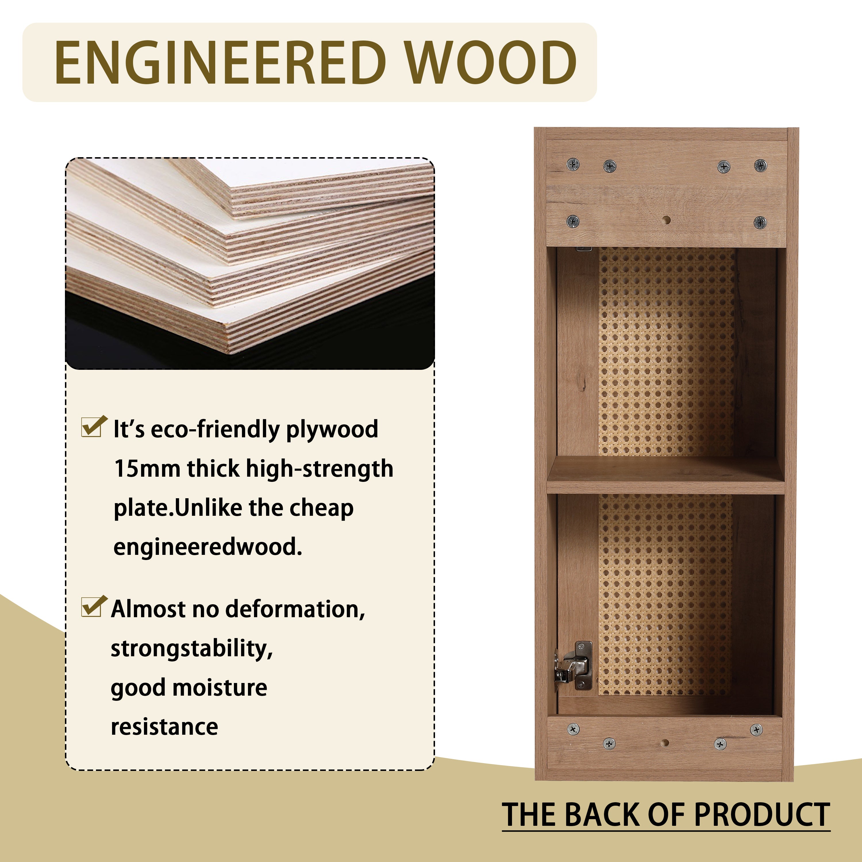30 inch Wall-Mounted Bathroom Vanity with Resin Sink and Side Cabinet,Soft Close Drawer (KD-Packing), 09430IMO-30M-SC00112-SC00512 Combination Cabinet