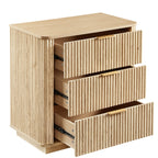 3 Drawers Drasser, 27.6'' Wide Modern Chest of Drawers Curved wave Design,Nightstand,Wood Drawer Organizer for Bedroom, Living Room, Hallway, Oak,27.6''W x 15.8''D x 27.4''H.