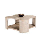 Modern Oak Finish Coffee Table with Storage and Casters.