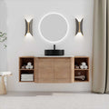 54'' Wall-Mounted Bathroom Vanity With Ceramic Art Sink, and 2-Storage Shelves, 2-Soft-Close Door, KD-Packing, Plywood