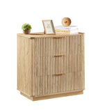 3 Drawers Drasser 2PCS, 27.6'' Wide Modern Chest of Drawers Curved wave Design,Nightstand,Wood Drawer Organizer for Bedroom, Living Room, Hallway, Oak,27.6''W x 15.8''D x 27.4''H.