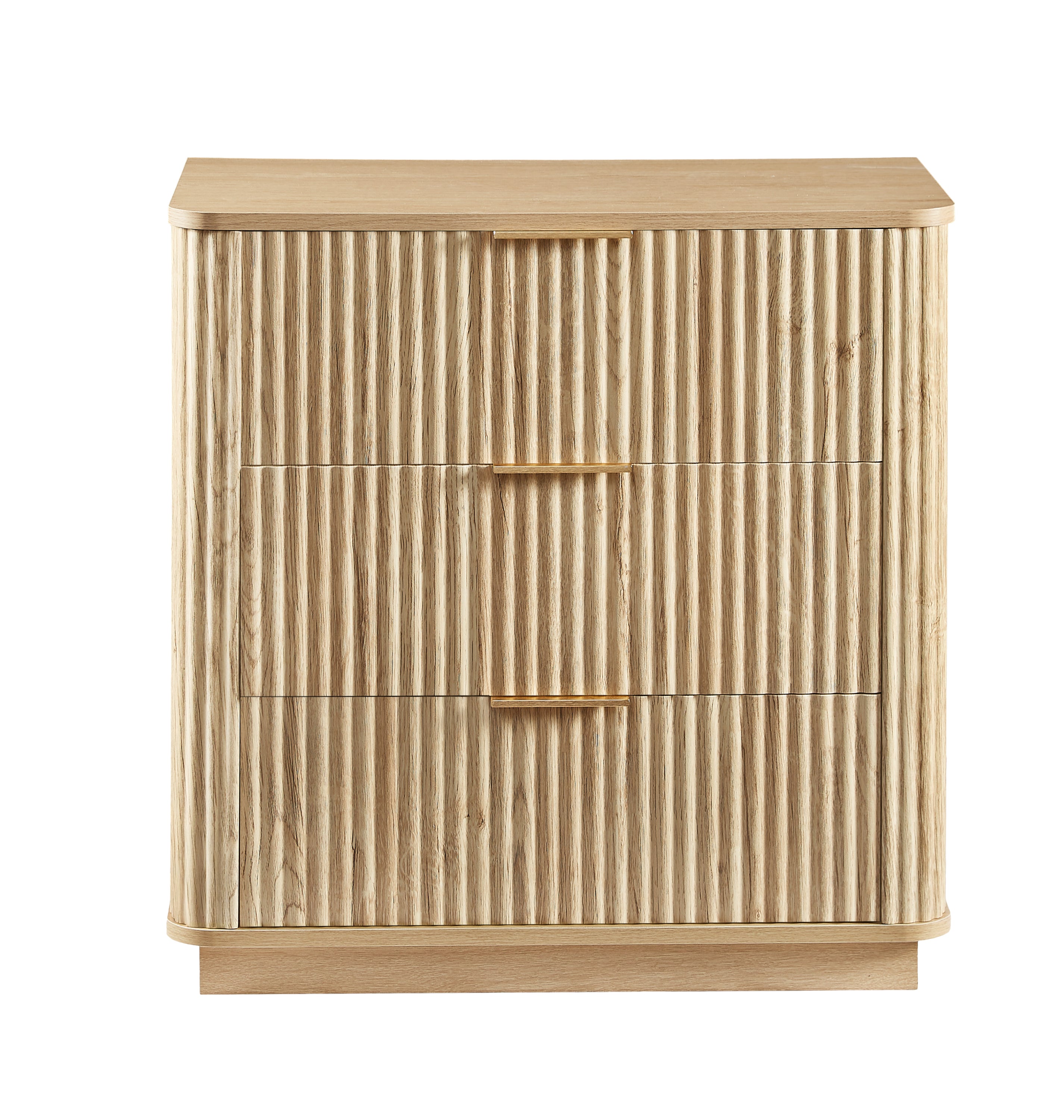 3 Drawers Drasser 2PCS, 27.6'' Wide Modern Chest of Drawers Curved wave Design,Nightstand,Wood Drawer Organizer for Bedroom, Living Room, Hallway, Oak,27.6''W x 15.8''D x 27.4''H.