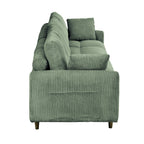 Modern Olive Green Corduroy U-Shaped Sectional Sofa.