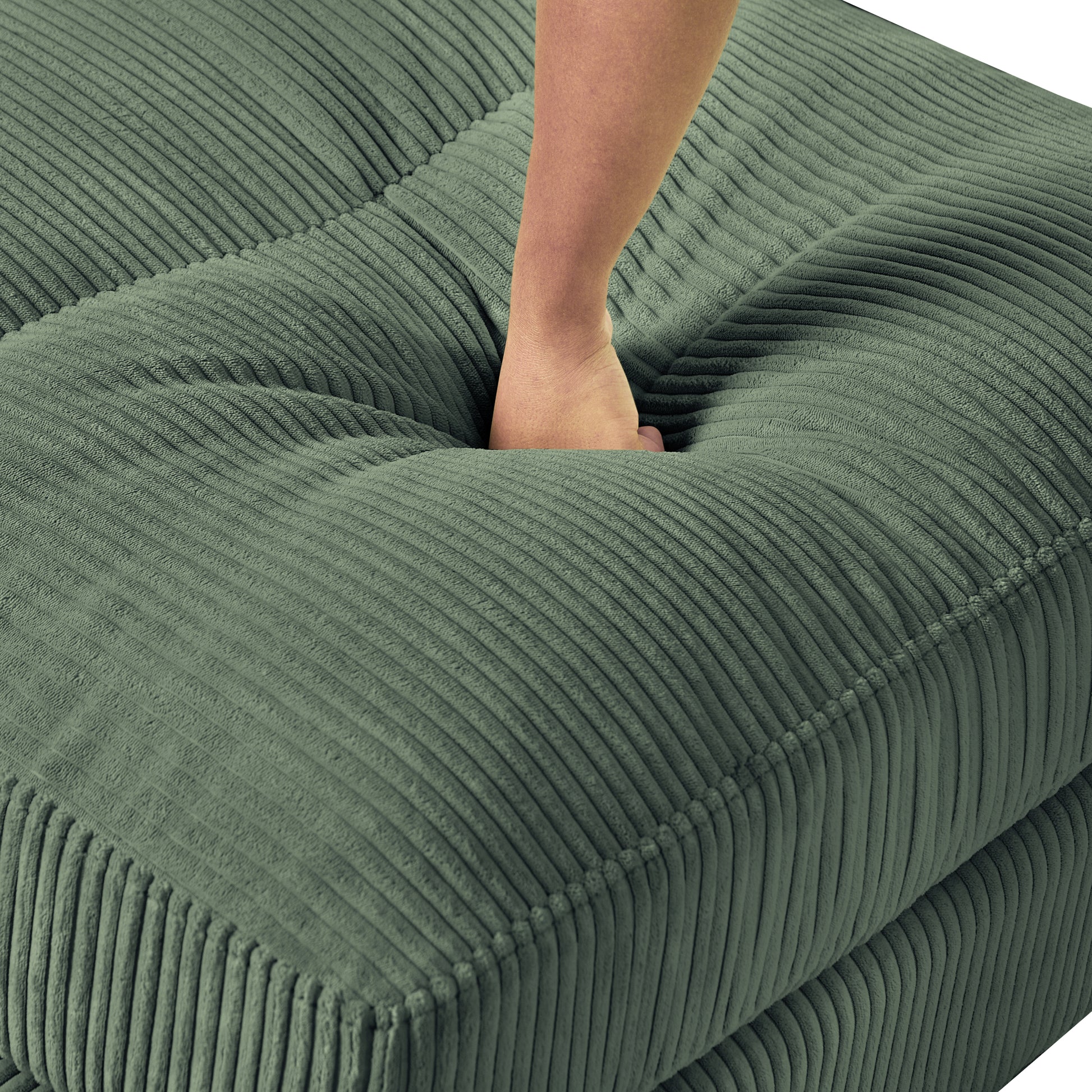 Modern corduroy modular section sofa, U-shaped convertible L-shaped sofa set with pillow, oversized sectional sofa with footstool, suitable for living room, attic, apartment, Olive Green 6 seat