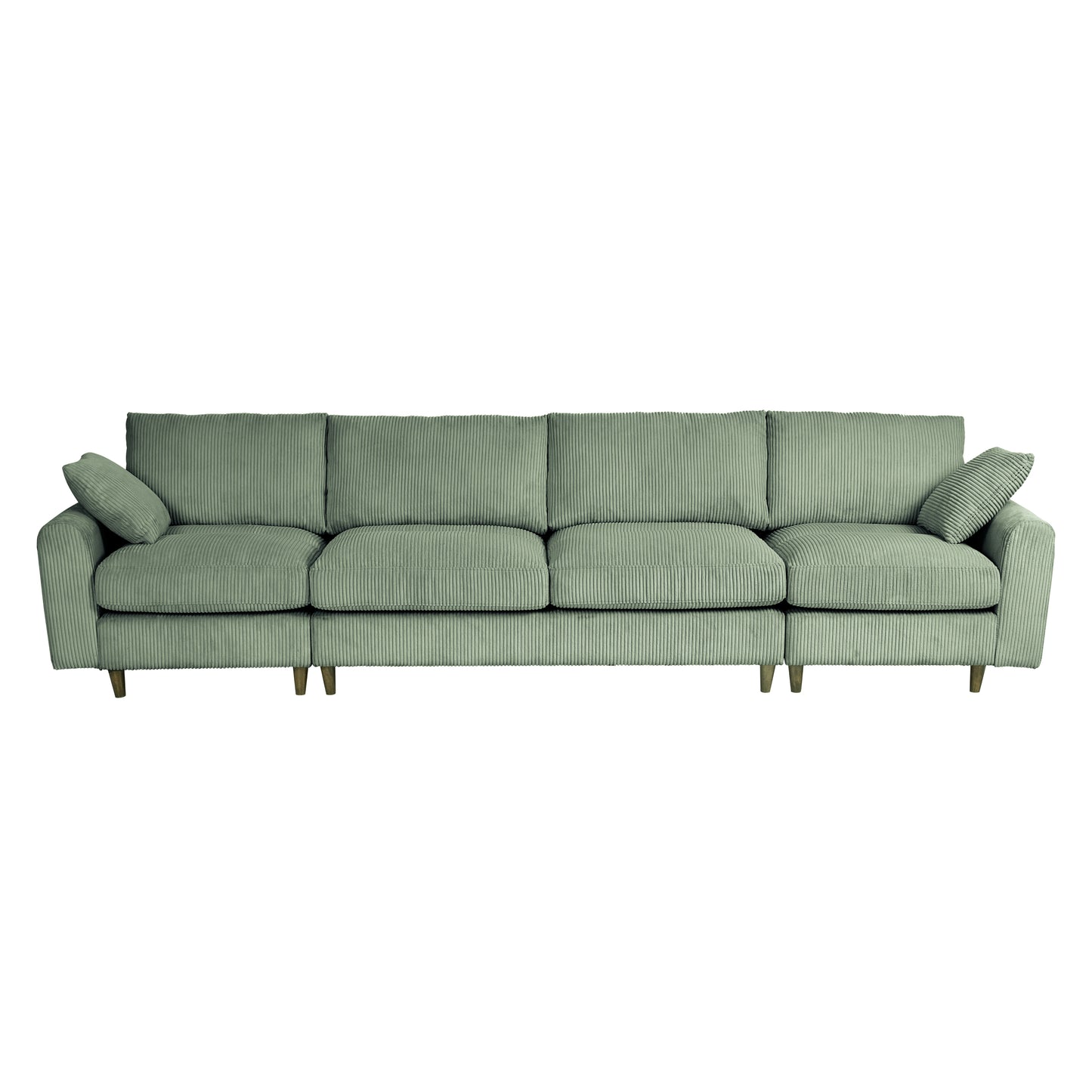 Modern corduroy modular section sofa, U-shaped convertible L-shaped sofa set with pillow, oversized sectional sofa with footstool, suitable for living room, attic, apartment, Olive Green 6 seat