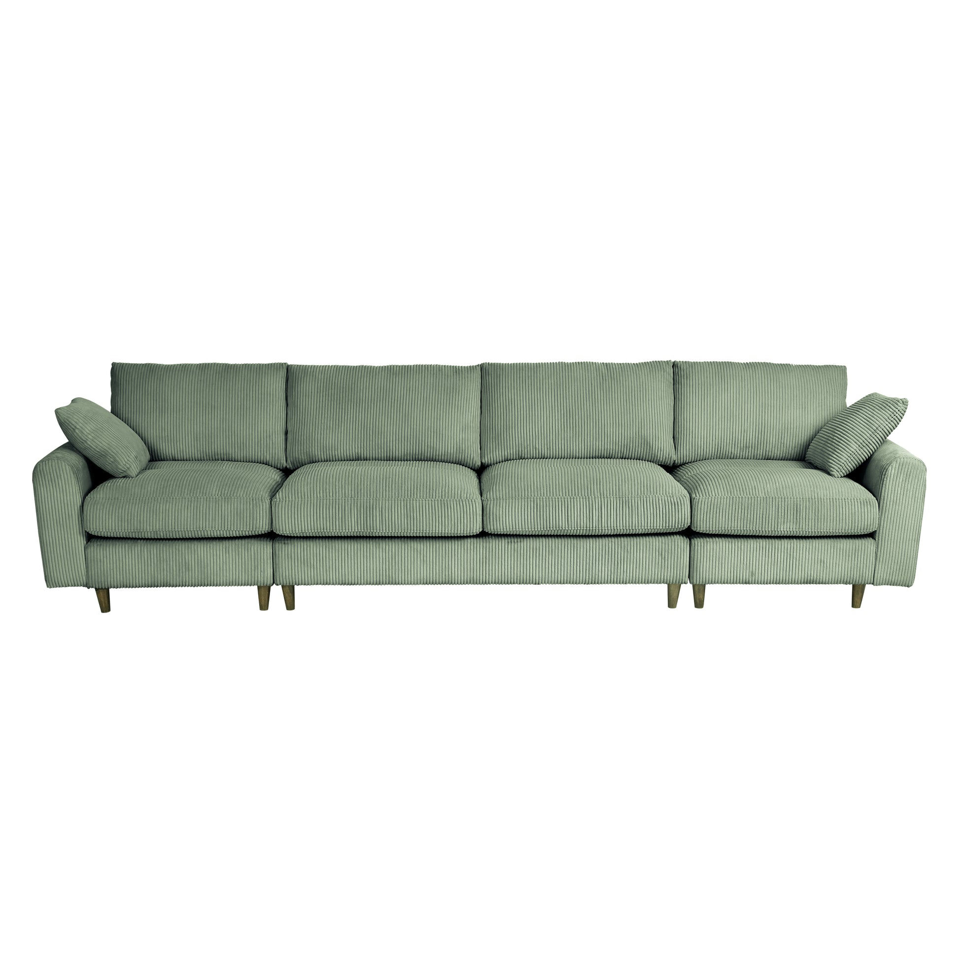 Modern corduroy modular section sofa, U-shaped convertible L-shaped sofa set with pillow, oversized sectional sofa with footstool, suitable for living room, attic, apartment, Olive Green 6 seat