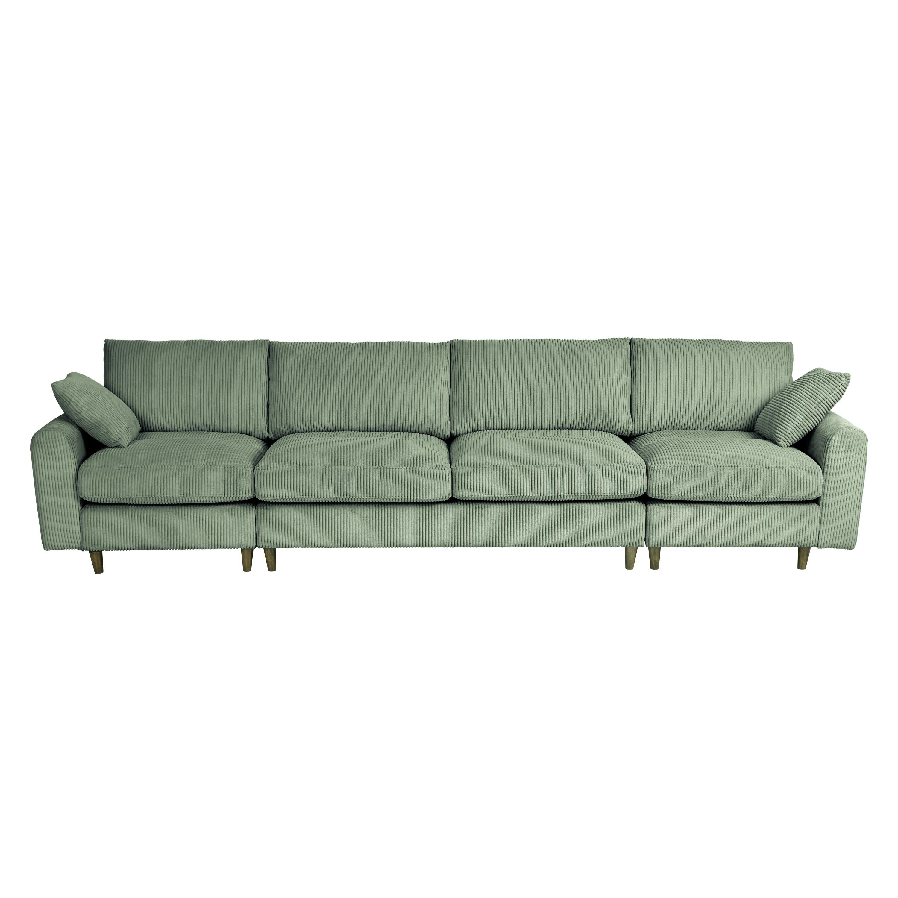 Modern Olive Green Corduroy U-Shaped Sectional Sofa.