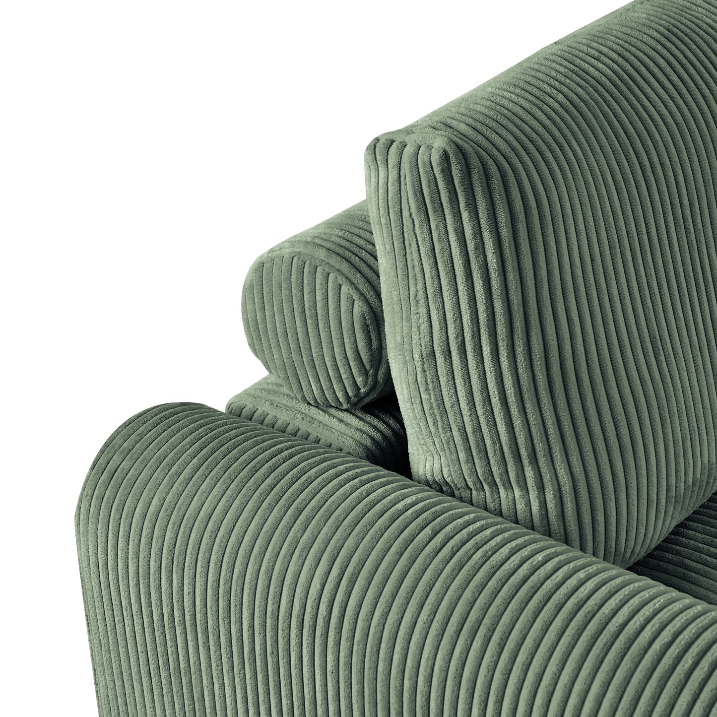 Modern corduroy modular section sofa, U-shaped convertible L-shaped sofa set with pillow, oversized sectional sofa with footstool, suitable for living room, attic, apartment, Olive Green 6 seat