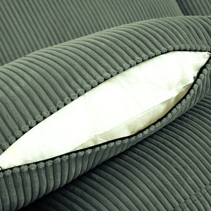 Modern corduroy modular section sofa, U-shaped convertible L-shaped sofa set with pillow, oversized sectional sofa with footstool, suitable for living room, attic, apartment, Olive Green 6 seat