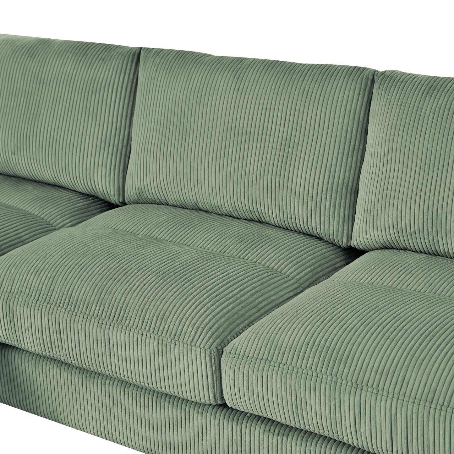Modern corduroy modular section sofa, U-shaped convertible L-shaped sofa set with pillow, oversized sectional sofa with footstool, suitable for living room, attic, apartment, Olive Green 6 seat