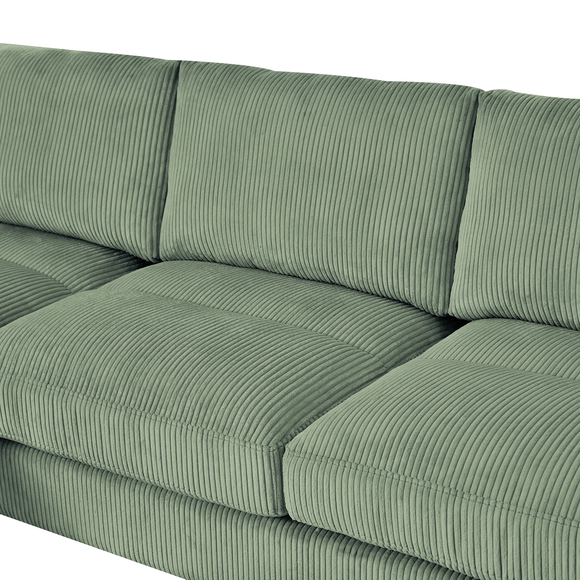 Modern corduroy modular section sofa, U-shaped convertible L-shaped sofa set with pillow, oversized sectional sofa with footstool, suitable for living room, attic, apartment, Olive Green 6 seat