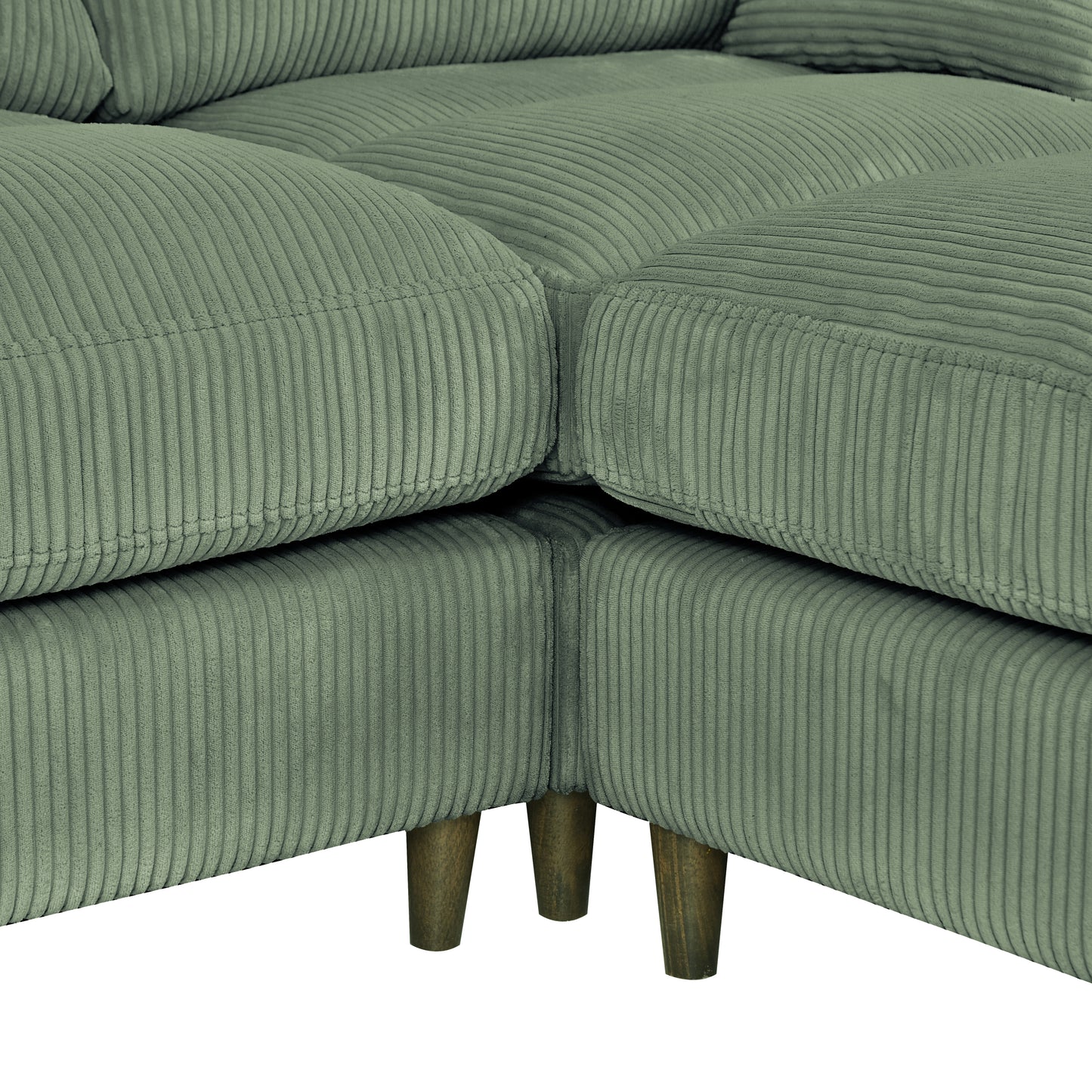 Modern corduroy modular section sofa, U-shaped convertible L-shaped sofa set with pillow, oversized sectional sofa with footstool, suitable for living room, attic, apartment, Olive Green 6 seat
