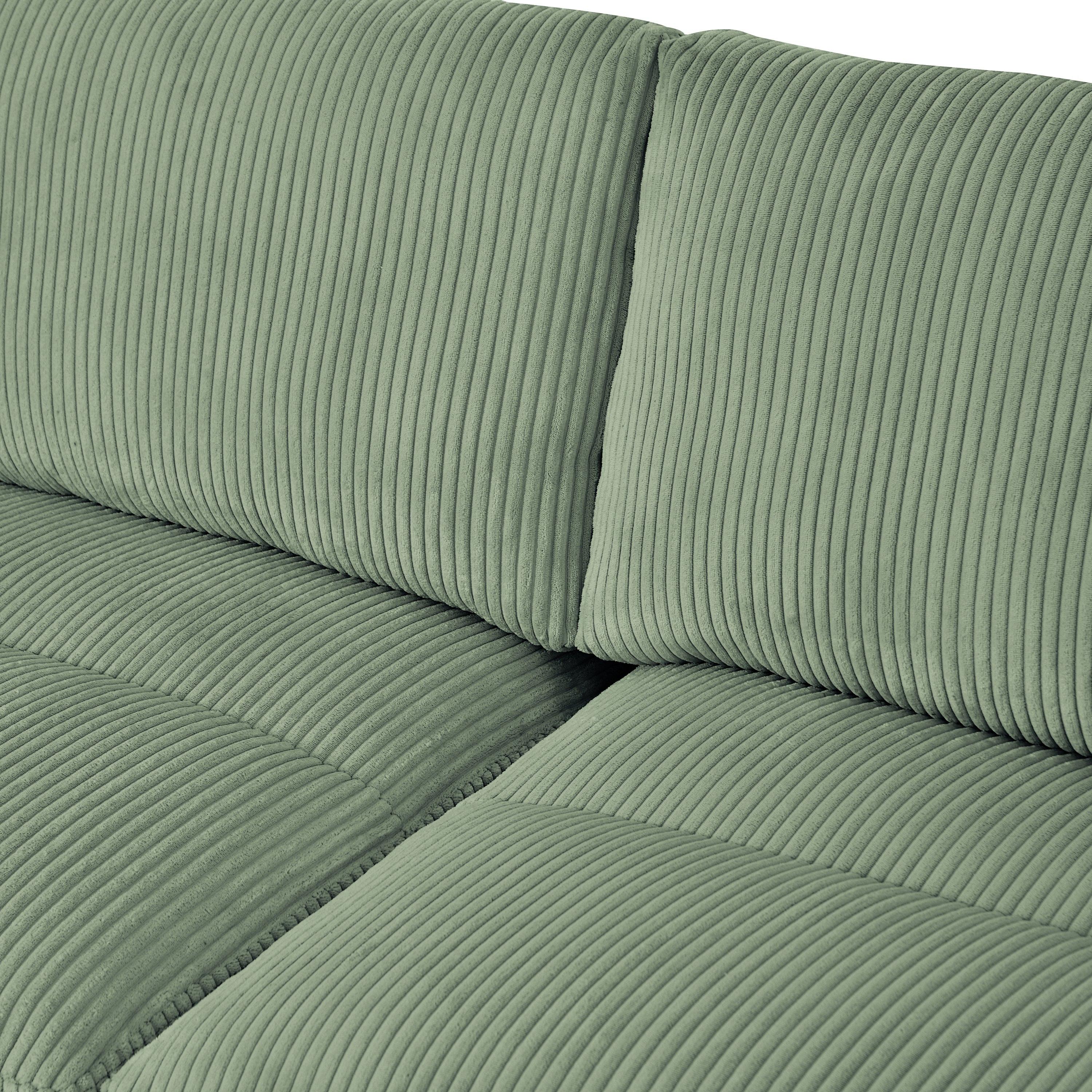 Modern corduroy modular section sofa, U-shaped convertible L-shaped sofa set with pillow, oversized sectional sofa with footstool, suitable for living room, attic, apartment, Olive Green 6 seat