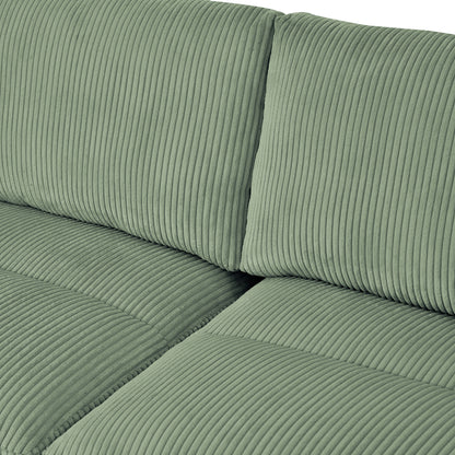 Modern corduroy modular section sofa, U-shaped convertible L-shaped sofa set with pillow, oversized sectional sofa with footstool, suitable for living room, attic, apartment, Olive Green 6 seat