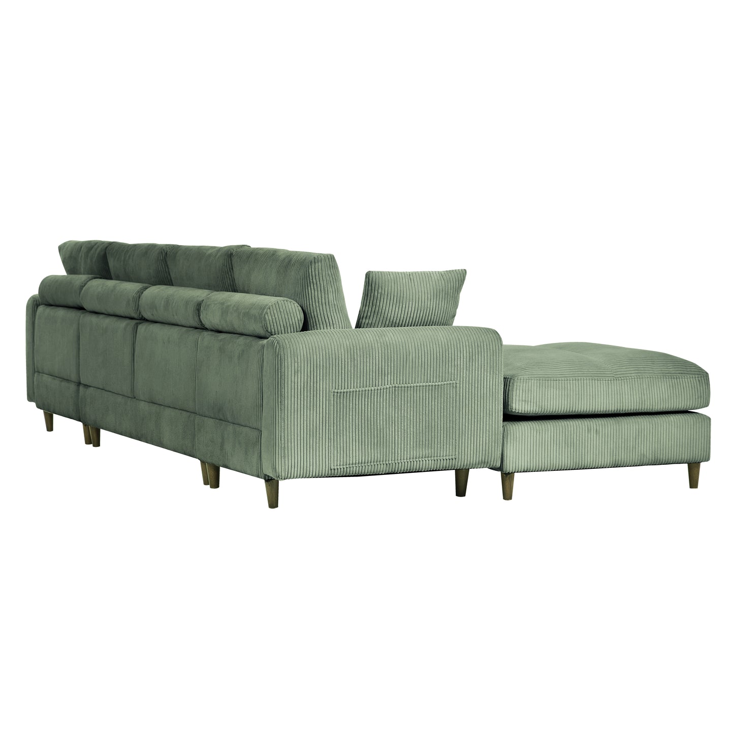 Modern corduroy modular section sofa, U-shaped convertible L-shaped sofa set with pillow, oversized sectional sofa with footstool, suitable for living room, attic, apartment, Olive Green 6 seat