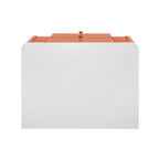 Modern Nightstand with 2 Storage Drawer, Fluted Bedside Table with Golden Metal Handles and Legs, End Table for Living Room and Bedroom, Easy Assembly, Orange