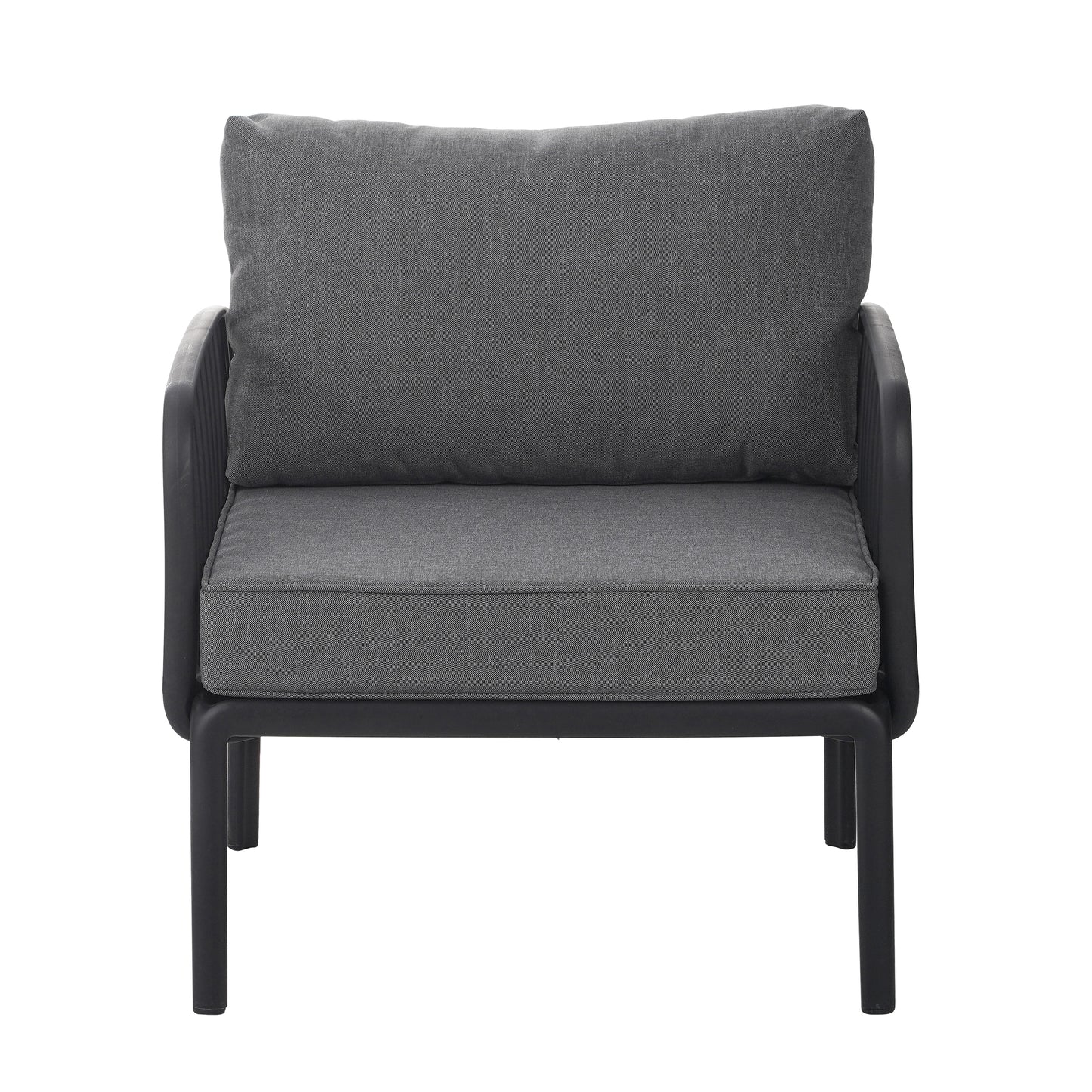 Outdoor Patio Club Chair, Modern Patio Furniture, Waterproof Thick Cushion Deep Seating for Porch, Balcony, Black & Dark Gray - Groovy Boardz