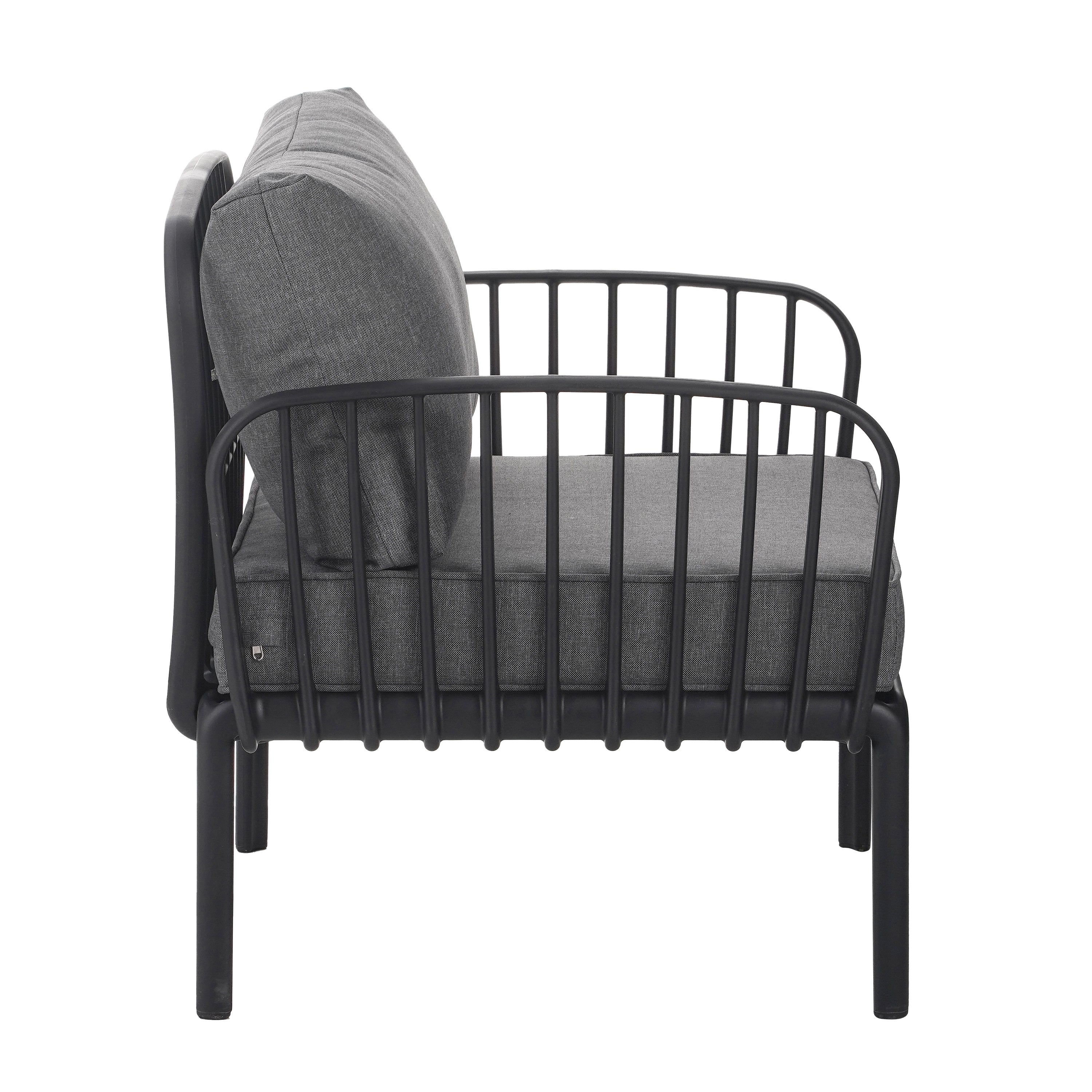 Outdoor Patio Club Chair, Modern Patio Furniture, Waterproof Thick Cushion Deep Seating for Porch, Balcony, Black & Dark Gray - Groovy Boardz