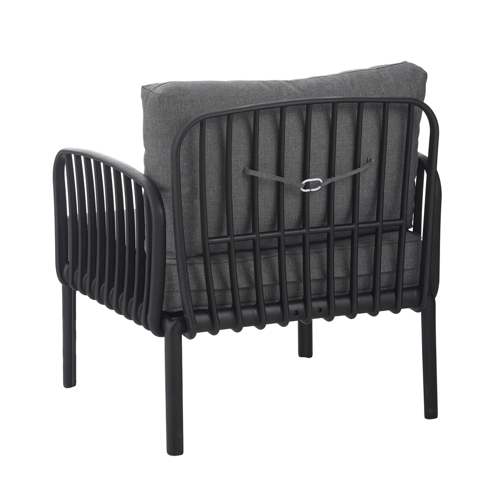 Outdoor Patio Club Chair, Modern Patio Furniture, Waterproof Thick Cushion Deep Seating for Porch, Balcony, Black & Dark Gray - Groovy Boardz