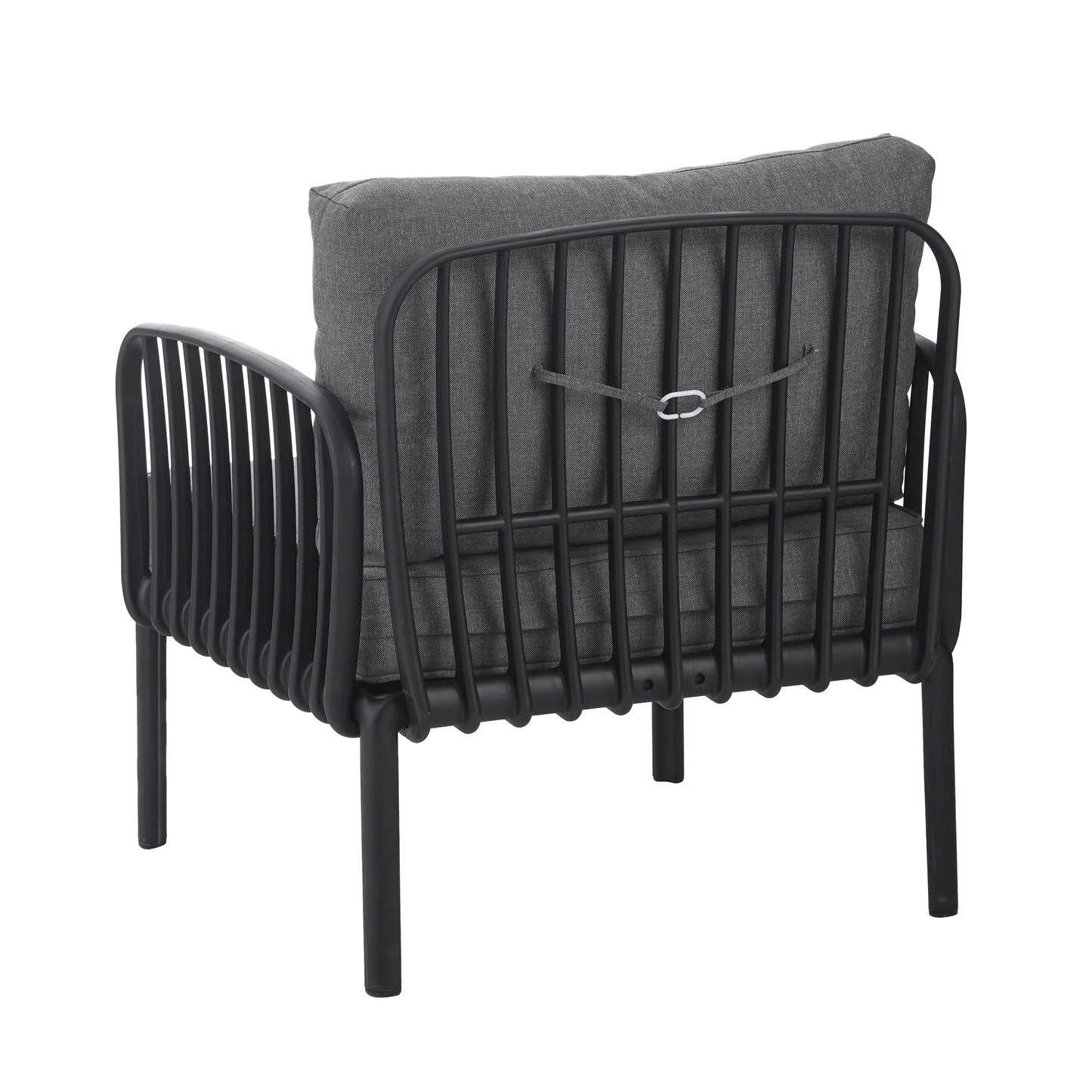 Outdoor Patio Club Chair, Modern Patio Furniture, Waterproof Thick Cushion Deep Seating for Porch, Balcony, Black & Dark Gray - Groovy Boardz