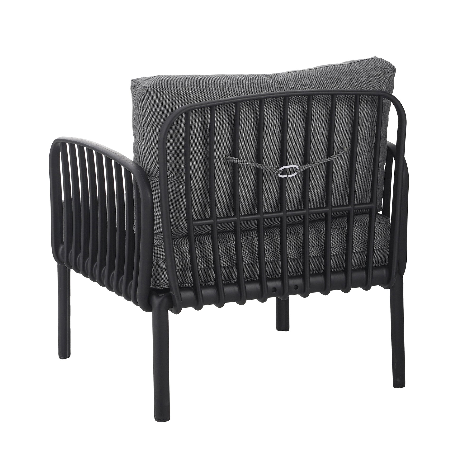 Outdoor Patio Club Chair, Modern Patio Furniture, Waterproof Thick Cushion Deep Seating for Porch, Balcony, Black & Dark Gray - Groovy Boardz