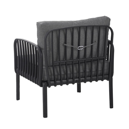 Outdoor Patio Club Chair, Modern Patio Furniture, Waterproof Thick Cushion Deep Seating for Porch, Balcony, Black & Dark Gray - Groovy Boardz