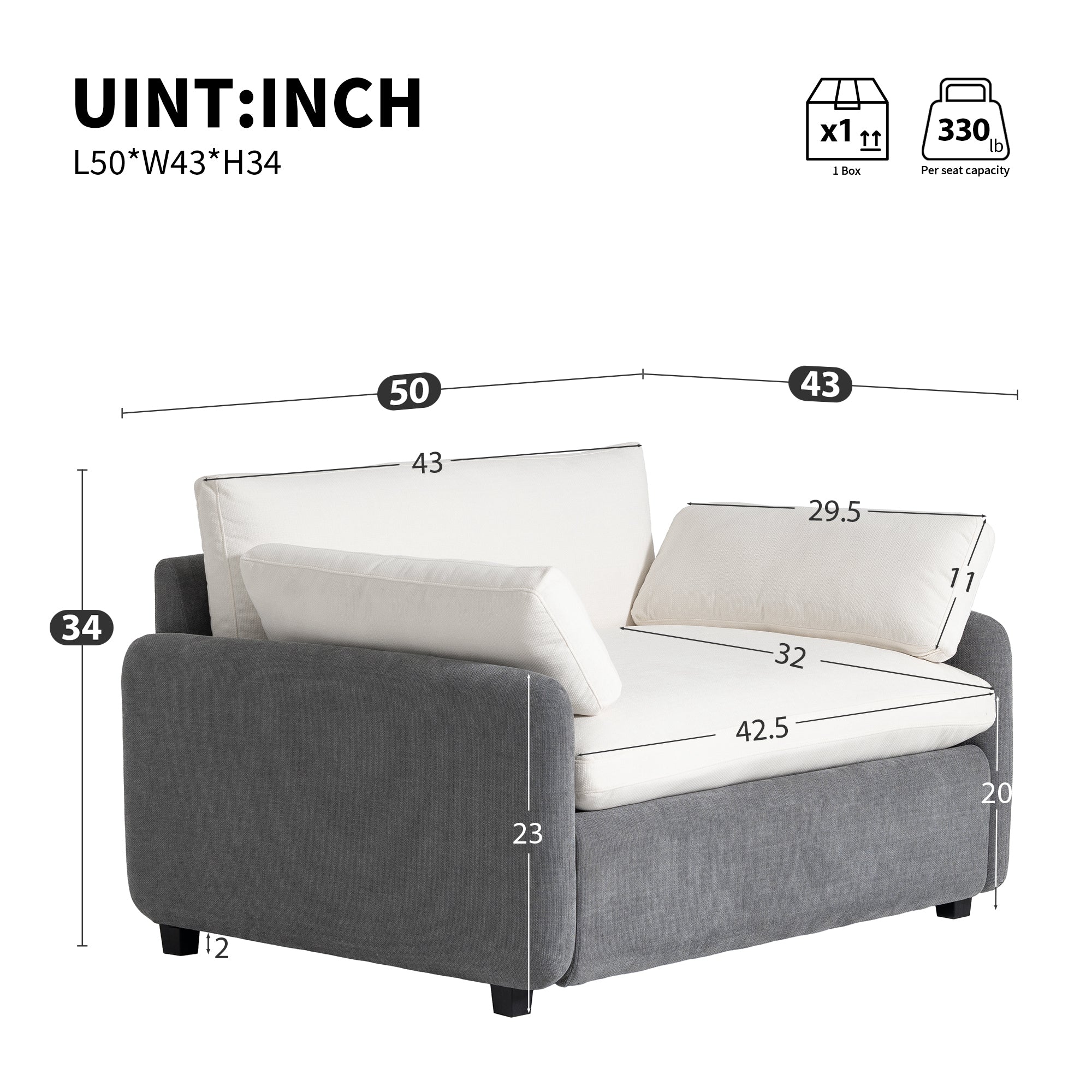 [Video]50*43 Oversized Chenille Single Sofa Chair,Wide and Deep Seat Accent Chair,Modern Upholstered Comfy Armchair,Color Blocking Couch Lounge with Pillows for Living Room,Apartment,Bedroom,3 Colors