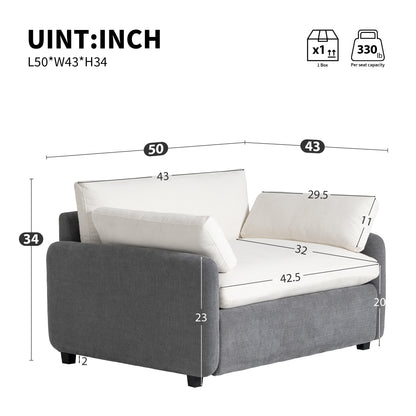 [Video]50*43 Oversized Chenille Single Sofa Chair,Wide and Deep Seat Accent Chair,Modern Upholstered Comfy Armchair,Color Blocking Couch Lounge with Pillows for Living Room,Apartment,Bedroom,3 Colors