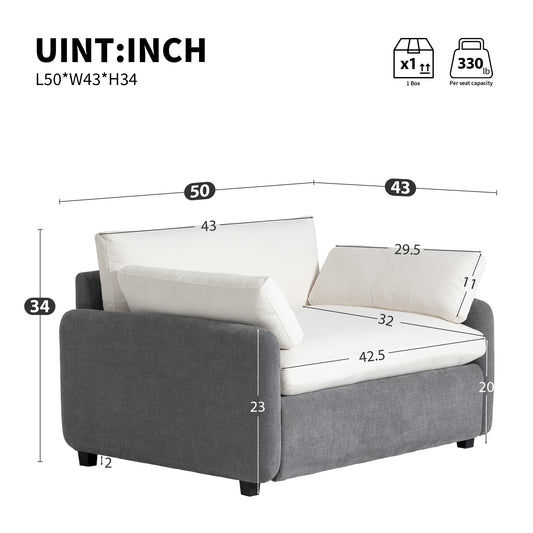 [Video]50*43 Oversized Chenille Single Sofa Chair,Wide and Deep Seat Accent Chair,Modern Upholstered Comfy Armchair,Color Blocking Couch Lounge with Pillows for Living Room,Apartment,Bedroom,3 Colors