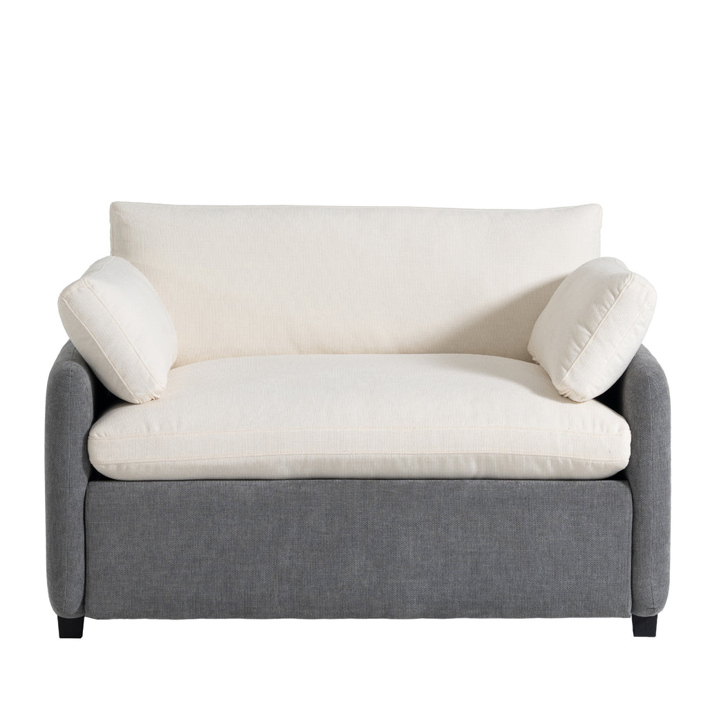 [Video]50*43 Oversized Chenille Single Sofa Chair,Wide and Deep Seat Accent Chair,Modern Upholstered Comfy Armchair,Color Blocking Couch Lounge with Pillows for Living Room,Apartment,Bedroom,3 Colors