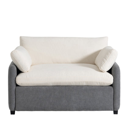 [Video]50*43 Oversized Chenille Single Sofa Chair,Wide and Deep Seat Accent Chair,Modern Upholstered Comfy Armchair,Color Blocking Couch Lounge with Pillows for Living Room,Apartment,Bedroom,3 Colors