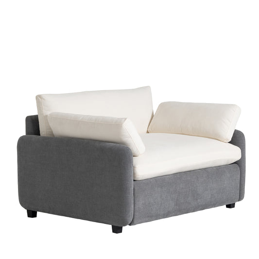 [Video]50*43 Oversized Chenille Single Sofa Chair,Wide and Deep Seat Accent Chair,Modern Upholstered Comfy Armchair,Color Blocking Couch Lounge with Pillows for Living Room,Apartment,Bedroom,3 Colors