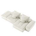 Modern Oversized Beige Chenille Modular Sectional Sofa.