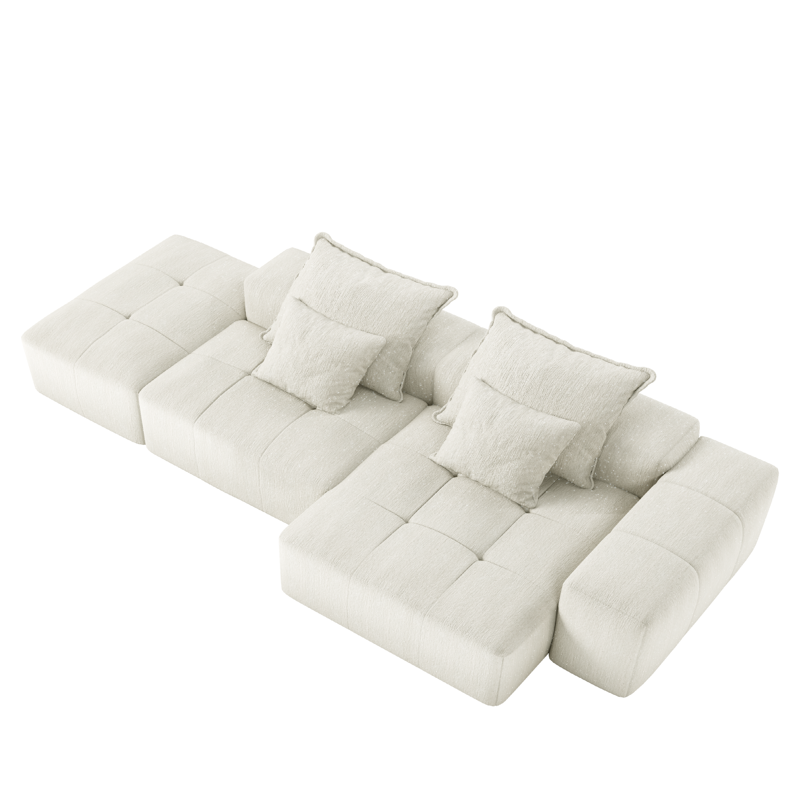 Modern Oversized Modular Sectional Sofa with Ottoman,seat,chaise lounge and armrest,Sparkling Chenille Fabric Soft Cushion Sofa with 4 Pillows,4 PCS DIY Combination Tufted Sofa,No Assembly Required