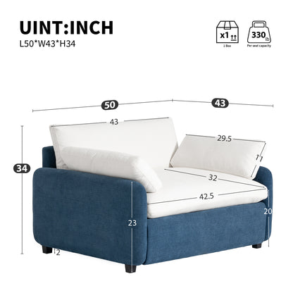 [Video]50*43 Oversized Chenille Single Sofa Chair,Wide and Deep Seat Accent Chair,Modern Upholstered Comfy Armchair,Color Blocking Couch Lounge with Pillows for Living Room,Apartment,Bedroom,3 Colors